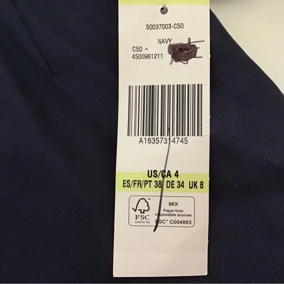 Le Suit Blue Textured Satin Straight Leg Lined Trouser Pant Size 4 - Picture 6 of 7